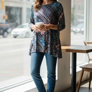 G Collection Womens Sz L Multicolor Blouse Boho